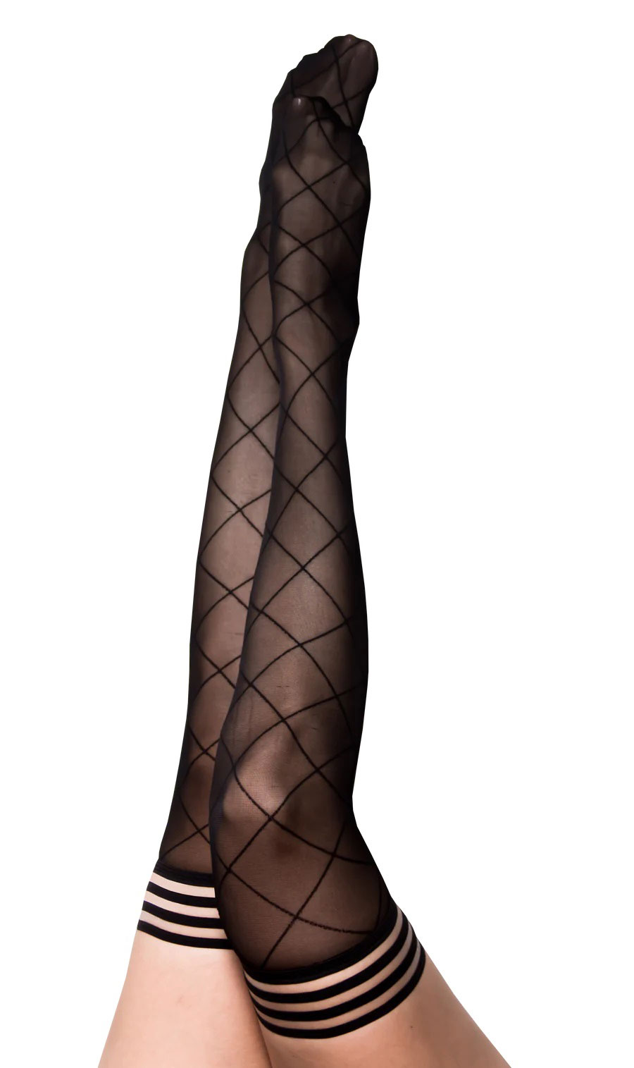Anna - Diamond Thigh High - Size C - Black