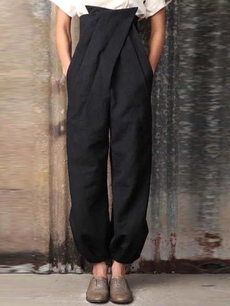 Awesome Pieces Three-Dimensional Cut Pants High Waist Trousers Wide Leg Pants - Women's Casual Pants Carrot Pants Black/XXL