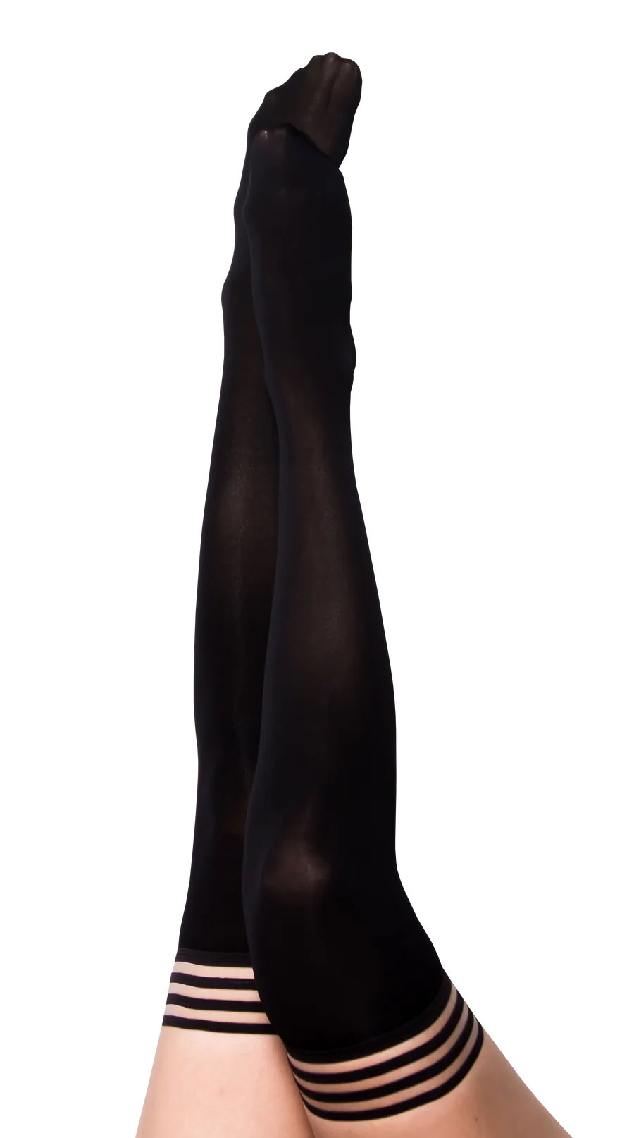 Danielle - Black Opaque Thigh High - Size B - Black