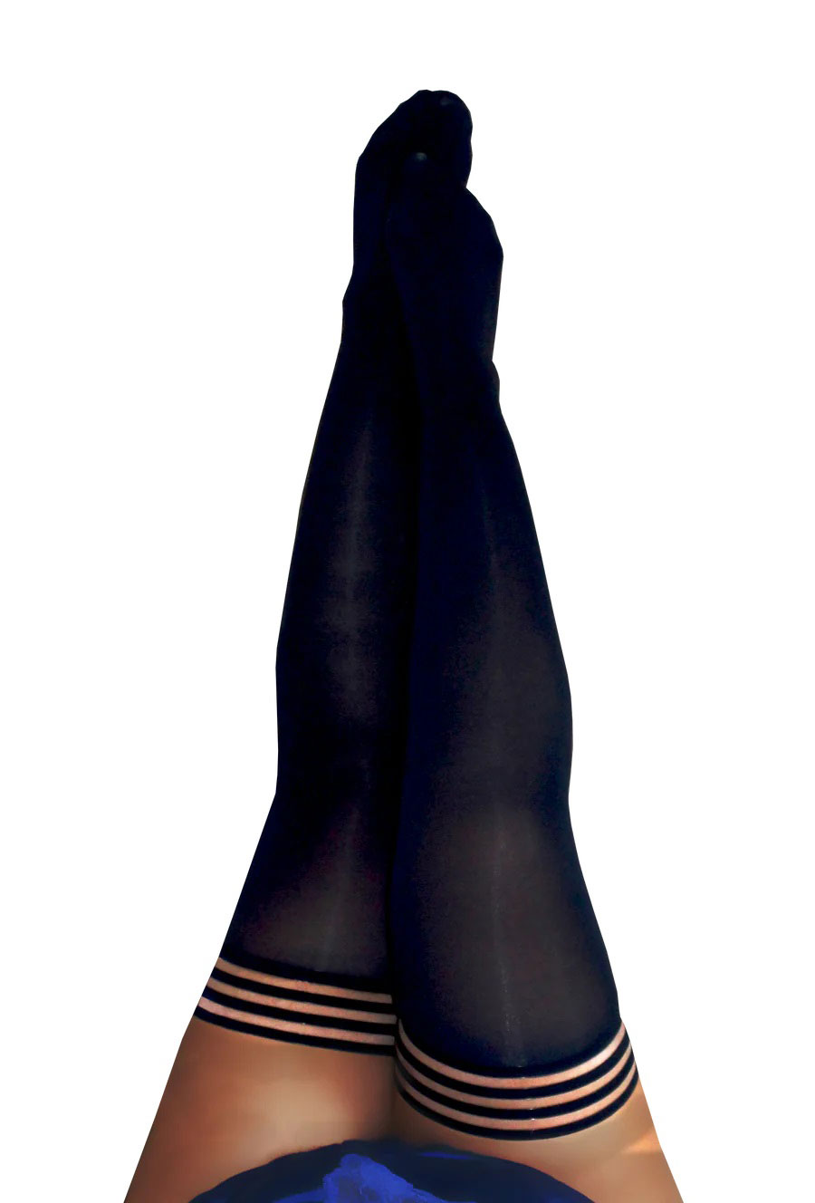 Danielle - Black Opaque Thigh High - Size D - Black