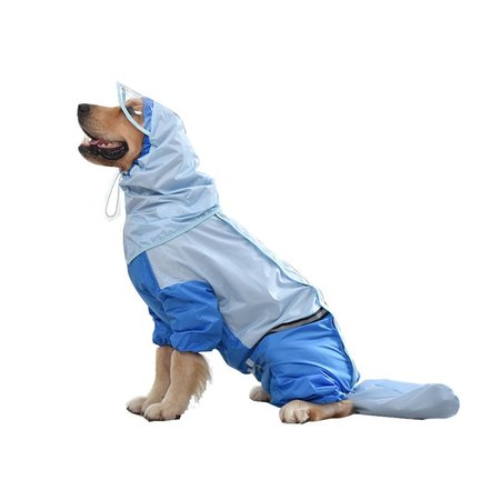 Dog Raincoat,Pet Waterproof and Rainproof Jacket with Hood,Breathable Lightweight Dog Raincoat Hooded Poncho Dog Four-Legged Raincoat Blue/3XL