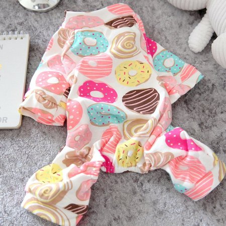 Pet bichon teddy puppy dog clothes small dog spring and autumn clothes thin spring and summer pajamas home clothes four-legged clothes Pink/M