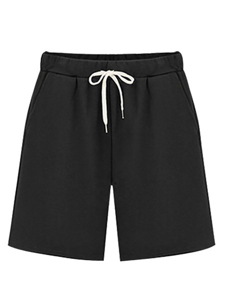 Plus Size Loose Sports Casual Five-point Shorts Straight-leg Mid-pants Black/XL