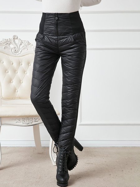Zipper Pockets Paneled Skinny Leg Pants Black/L